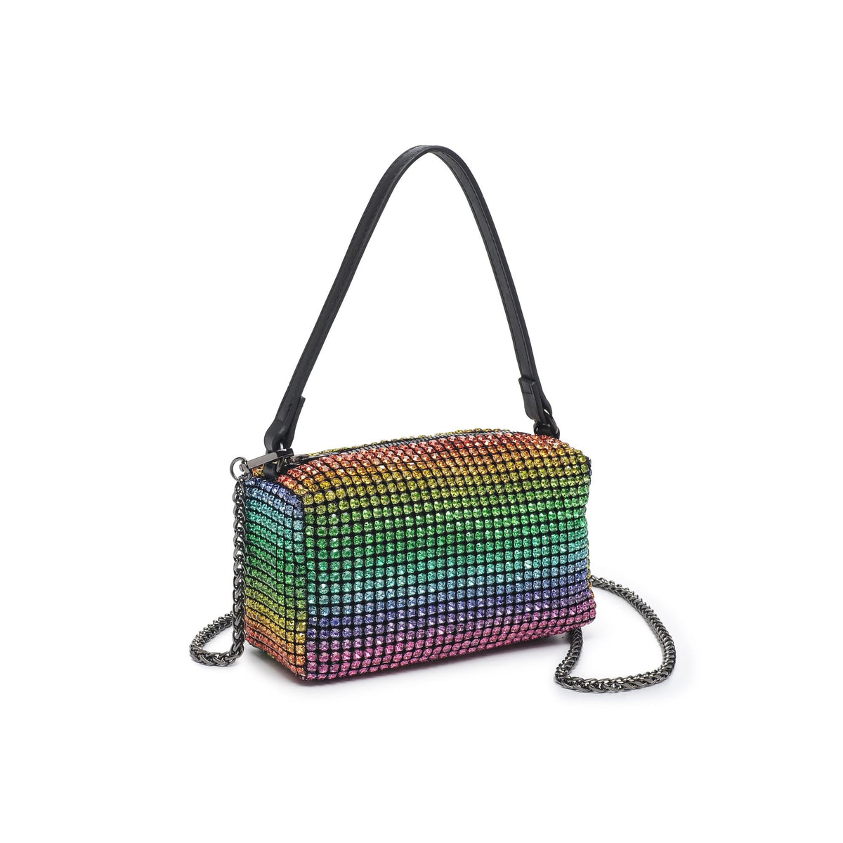 Glow Rainbow Rhinestone Mini Crossbody Chain Bag