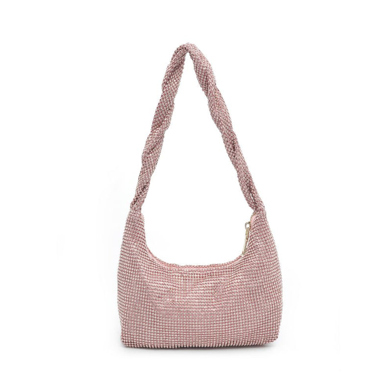 Galaxy Rhinestone Mini Disco Shoulder Bag with Chain - Pink