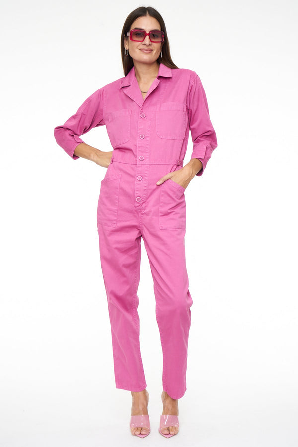Tanner Cotton Long Sleeve Field Worker Jumpsuit - Fuschia