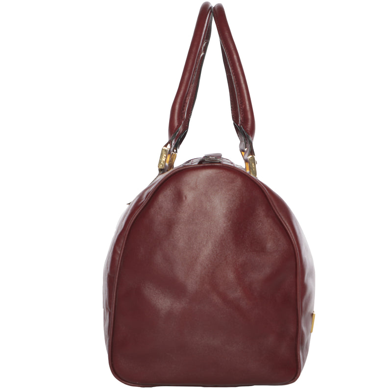 Vintage VALENTINO Burgundy Leather Overnight Top Handle Shoulder Boston Travel Bag